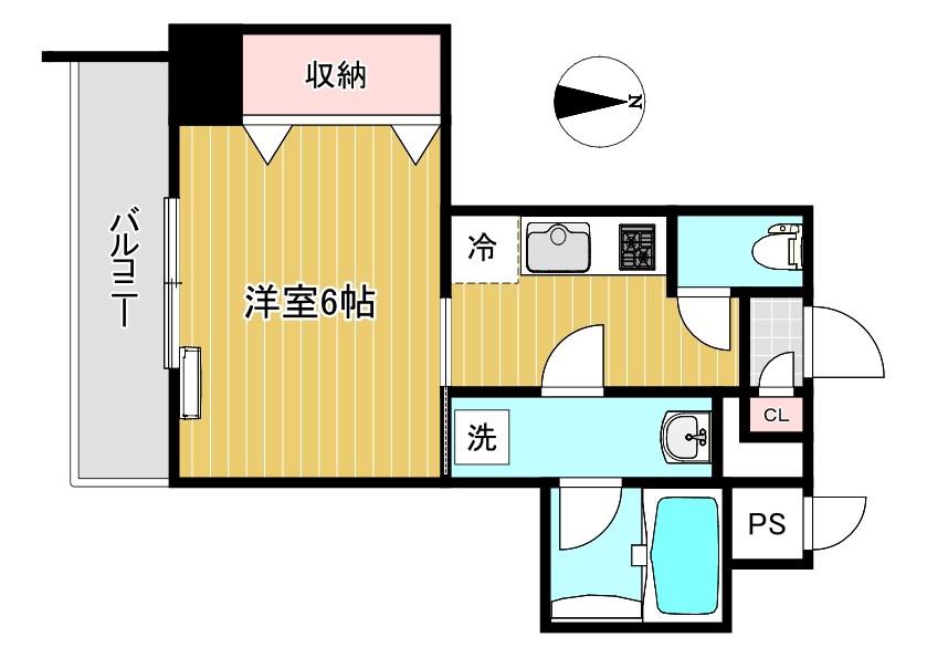 リール成城(1K/2階)の間取り写真