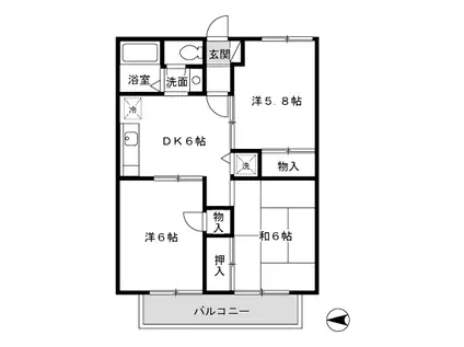 エクセルコート(3DK/1階)の間取り写真