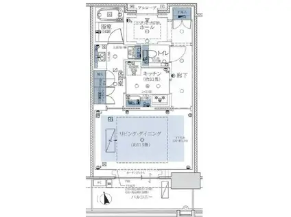 グラングリーン大阪 THE ノース RESIDENCE(1K/9階)の間取り写真