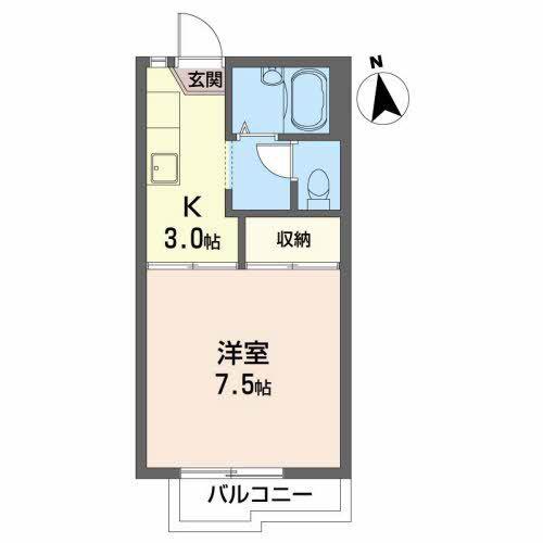 メゾン・アルカンシェール(1K/2階)の間取り写真