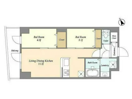 アルファコート曳舟2(2LDK/7階)の間取り写真