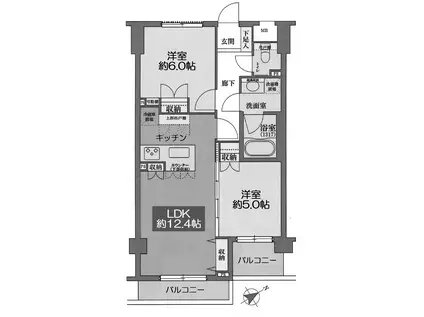 パルス門前仲町アネスタージュ(2LDK/3階)の間取り写真