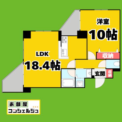 さくらHILLSリバーサイドウエスト(1LDK/2階)の間取り写真