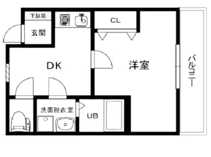ときわ庄山ハイツ(1DK/2階)の間取り写真