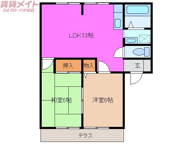 サンシティ南風 PART III(2LDK/1階)の間取り写真