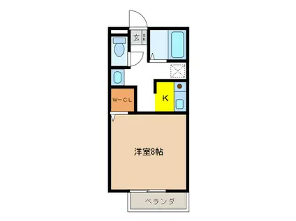 ヒューマン・エムズコート沼(1K/2階)の間取り写真