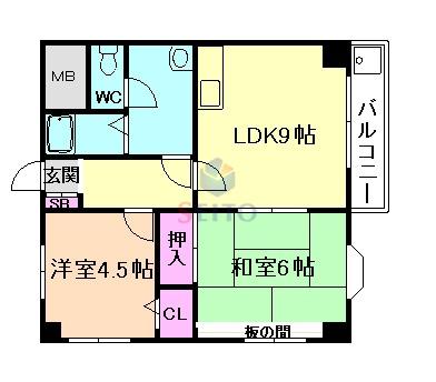 EF 岡町(2LDK/2階)の間取り写真