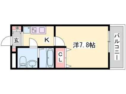 GLAハート飾磨A棟(1K/3階)の間取り写真