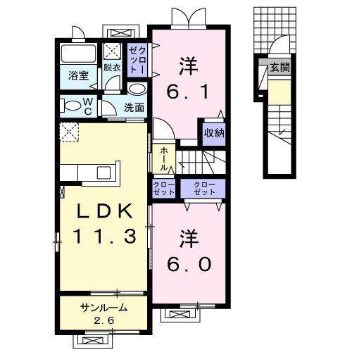 カーサドマーニ(2LDK/2階)の間取り写真