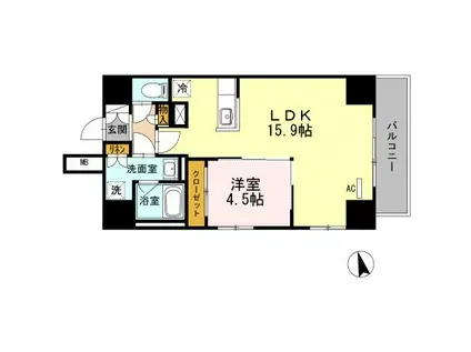 LA WALEAINA(1LDK/2階)の間取り写真