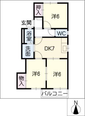 FREE TIME B棟(3DK/2階)の間取り写真