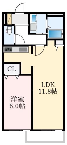 サウス TOWN 蔵家 B棟(1LDK/2階)の間取り写真