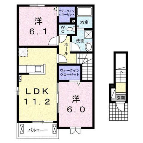 エンジェル・ティアーズ I(2LDK/2階)の間取り写真