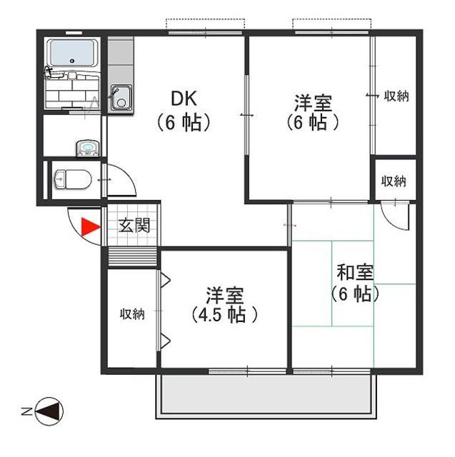 ルミエール永畑B(3DK/2階)の間取り写真