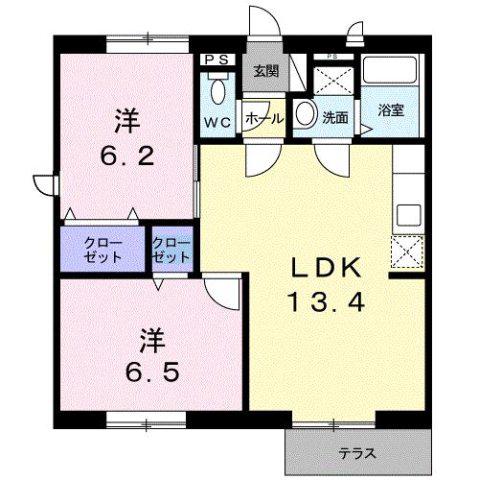 フローラリアA(2LDK/1階)の間取り写真