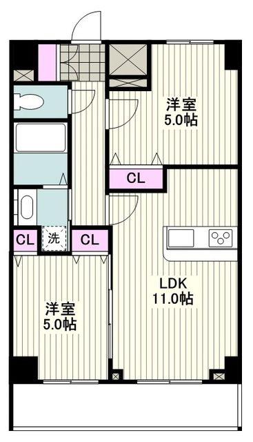 Nステージ鶴見(2LDK/7階)の間取り写真