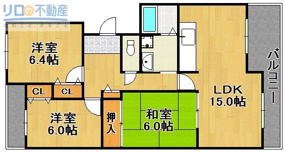 カーサ・ドゥ・テソロ(3LDK/2階)の間取り写真