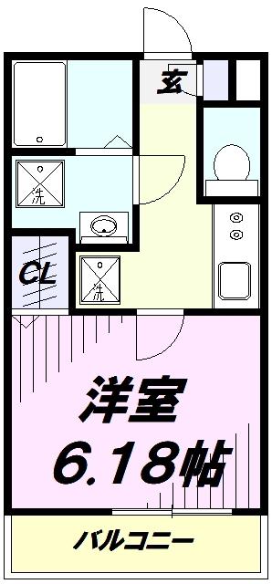 MQUARTO西所沢(1K/1階)の間取り写真