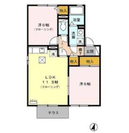 ラ・ブランタン21(2LDK/1階)の間取り写真
