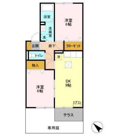 セジュールふじみ(2DK/1階)の間取り写真
