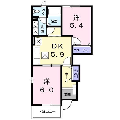 ボヤージュB(2K/1階)の間取り写真