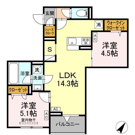 セレスティア東尾久II(2LDK/2階)の間取り写真