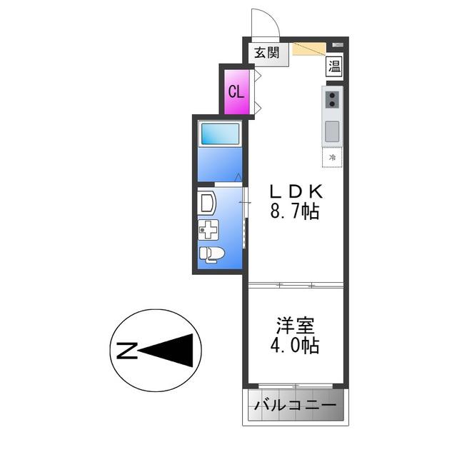 ルミエール長瀬(1LDK/2階)の間取り写真