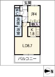 ジュビレーション(1LDK/1階)の間取り写真