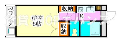 ジュネパレス津田沼第26(1K/2階)の間取り写真