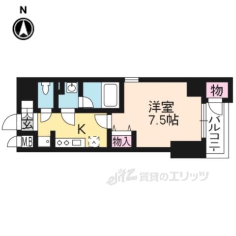 グラマシー京都(1K/4階)の間取り写真