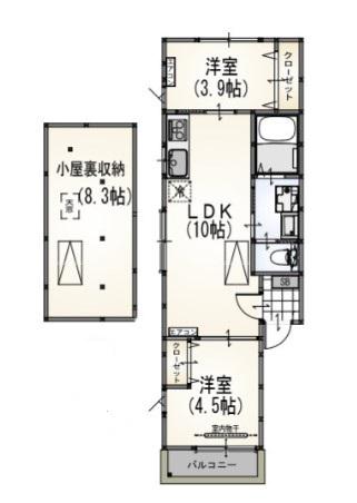 サンライズ成瀬A棟(2LDK/2階)の間取り写真