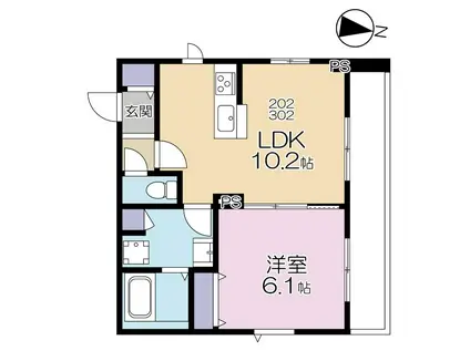 ゆりの木テラス経堂(1LDK/2階)の間取り写真