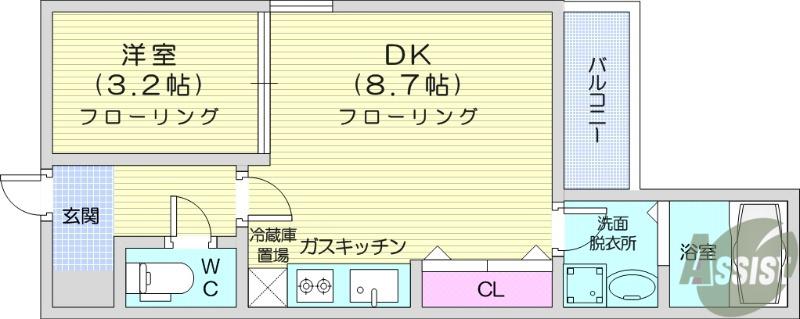 REGALEST長町南MT(1LDK/1階)の間取り写真