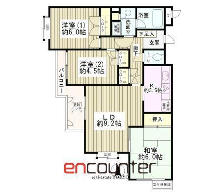 フラット浜田山(3LDK/3階)の間取り写真