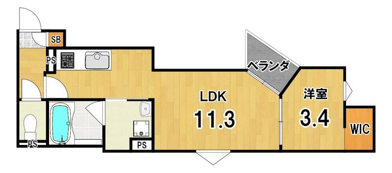 REGALEST西院(1LDK/1階)の間取り写真