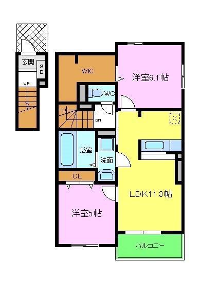 グラン ソレイユ(2LDK/2階)の間取り写真