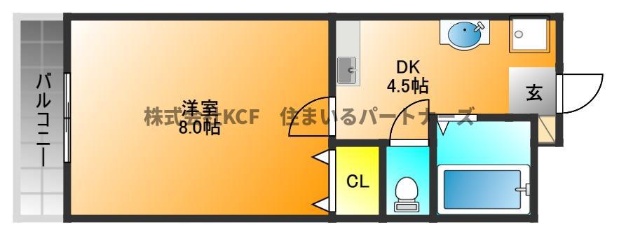 プランドゥ合川II(1DK/2階)の間取り写真