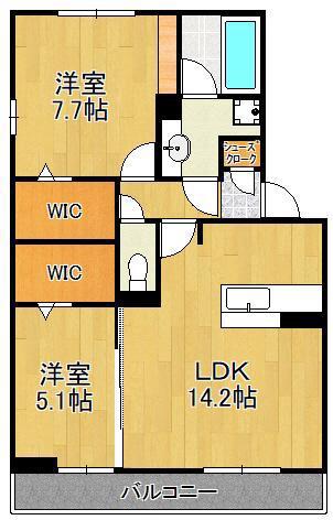 NEST PIECE 原町(2LDK/3階)の間取り写真
