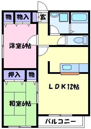メゾンディジェーム(2LDK/1階)の間取り写真