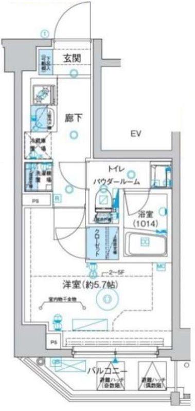 エストゥルース西横浜(1K/3階)の間取り写真
