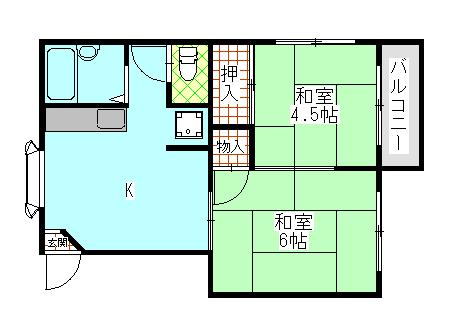メゾン仁木(2DK/2階)の間取り写真