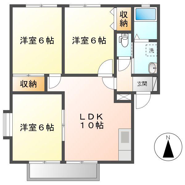 ハイグランスA棟(3LDK/1階)の間取り写真