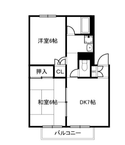 ヴュー深草(2DK/1階)の間取り写真