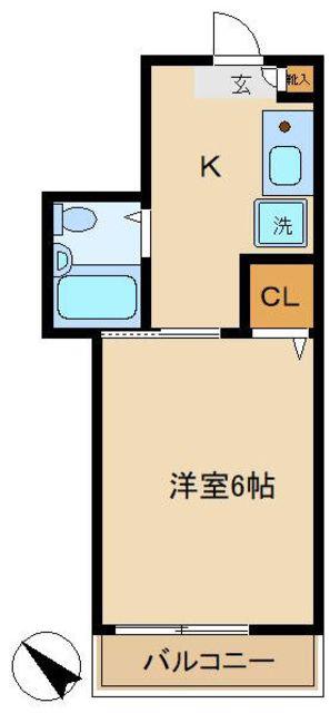 Sフラット(1K/2階)の間取り写真