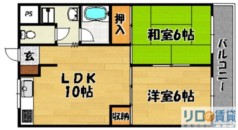 第2あかつきマンション(2LDK/5階)の間取り写真