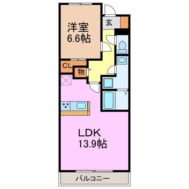 鎌倉台コンフォート(1LDK/2階)の間取り写真