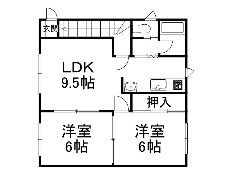 メゾンフレール(2DK/2階)の間取り写真