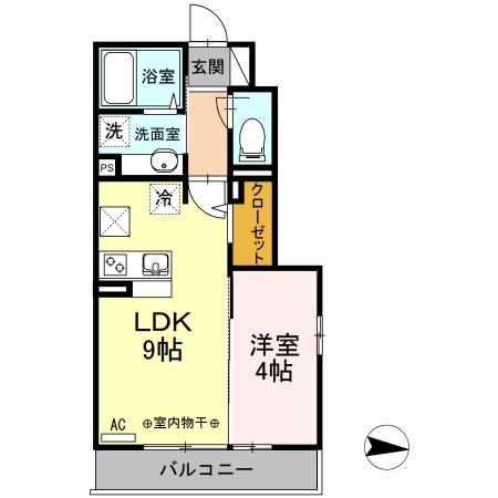 トレゾールー国領町4丁目-(1LDK/1階)の間取り写真