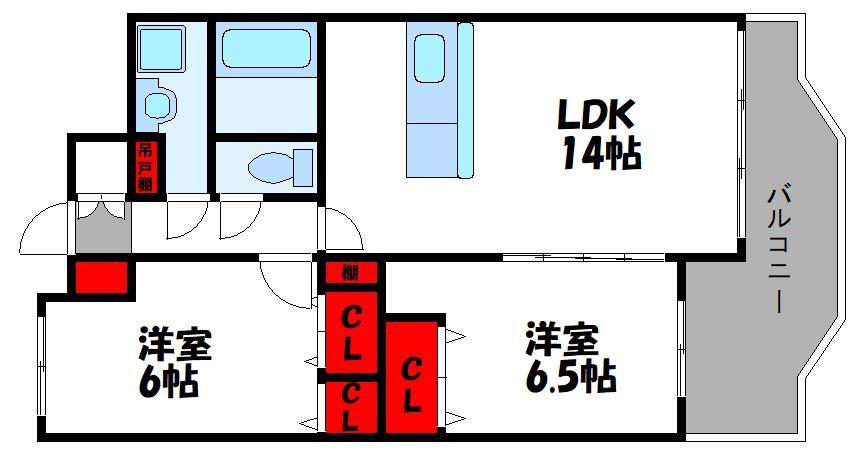 ERURISUTON KATO(2LDK/4階)の間取り写真