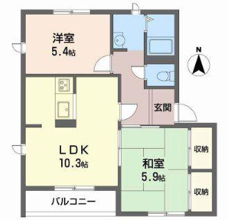 メゾンドヴェール(2LDK/1階)の間取り写真